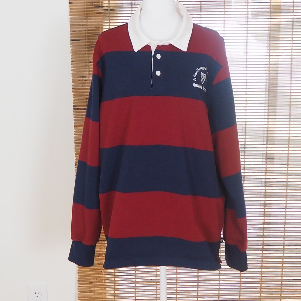 Rowing Blazers X Target Rugby Shirt Women XL Red‎ Blue Striped Long Sleeve Prep